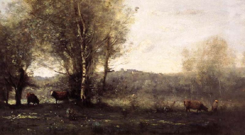 Jean Baptiste Camille  Corot Three Cows at the Pond China oil painting art